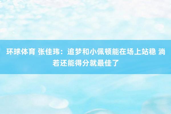 环球体育 张佳玮：追梦和小佩顿能在场上站稳 淌若还能得分就最佳了