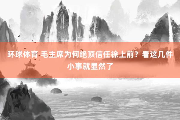 环球体育 毛主席为何绝顶信任徐上前？看这几件小事就显然了