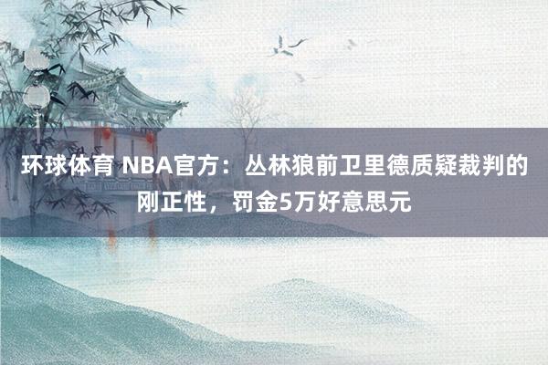 环球体育 NBA官方：丛林狼前卫里德质疑裁判的刚正性，罚金5万好意思元