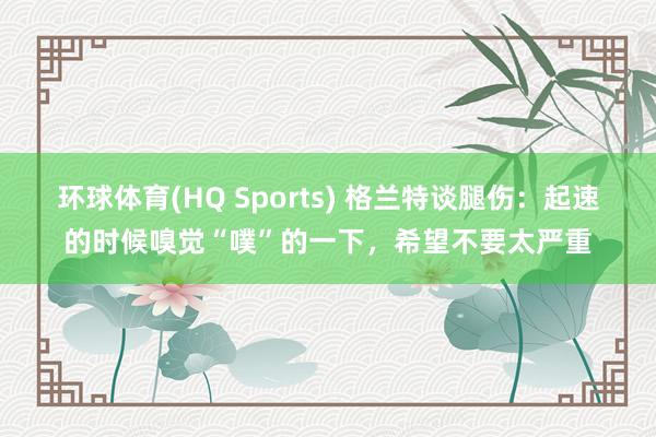环球体育(HQ Sports) 格兰特谈腿伤：起速的时候嗅觉“噗”的一下，希望不要太严重