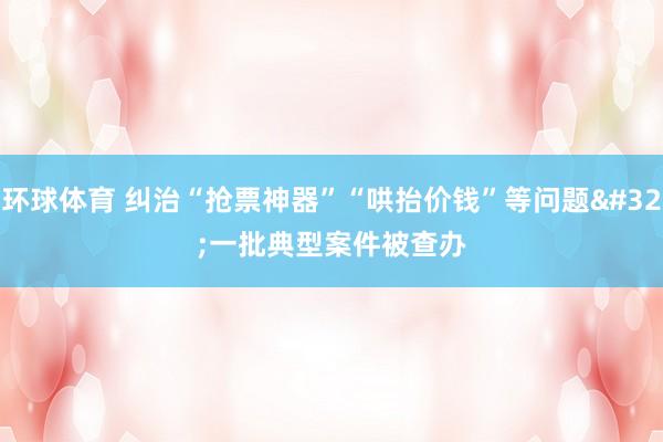 环球体育 纠治“抢票神器”“哄抬价钱”等问题 一批典型案件被查办
