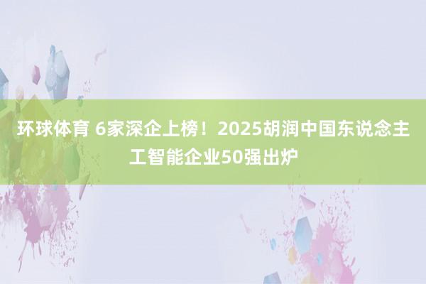 环球体育 6家深企上榜！2025胡润中国东说念主工智能企业50强出炉
