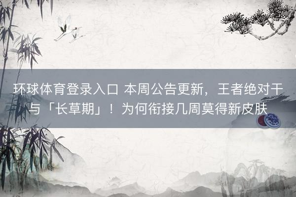 环球体育登录入口 本周公告更新，王者绝对干与「长草期」！为何衔接几周莫得新皮肤