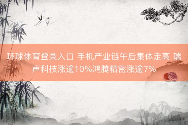 环球体育登录入口 手机产业链午后集体走高 瑞声科技涨逾10%鸿腾精密涨逾7%