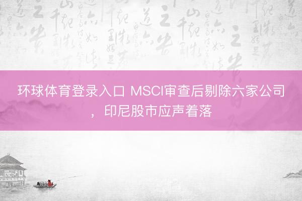 环球体育登录入口 MSCI审查后剔除六家公司，印尼股市应声着落