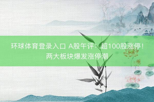 环球体育登录入口 A股午评：超100股涨停！两大板块爆发涨停潮