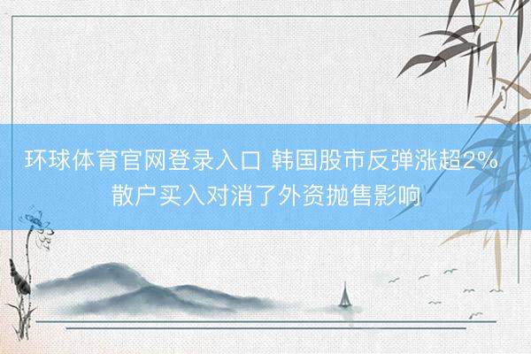 环球体育官网登录入口 韩国股市反弹涨超2% 散户买入对消了外资抛售影响