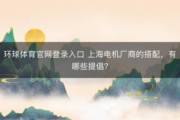 环球体育官网登录入口 上海电机厂商的搭配，有哪些提倡？