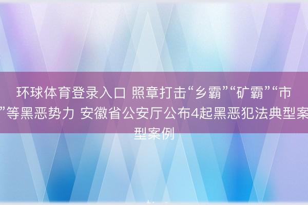 环球体育登录入口 照章打击“乡霸”“矿霸”“市霸”等黑恶势力 安徽省公安厅公布4起黑恶犯法典型案例