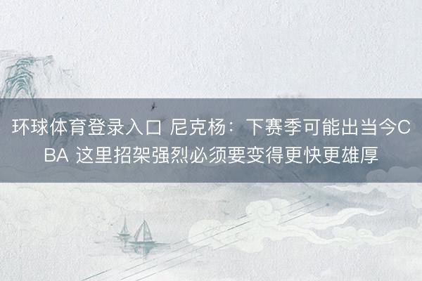 环球体育登录入口 尼克杨：下赛季可能出当今CBA 这里招架强烈必须要变得更快更雄厚