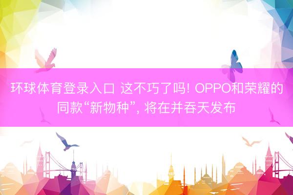 环球体育登录入口 这不巧了吗! OPPO和荣耀的同款“新物种”， 将在并吞天发布