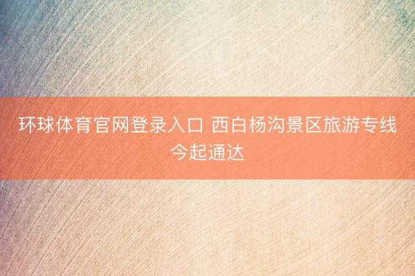 环球体育官网登录入口 西白杨沟景区旅游专线今起通达