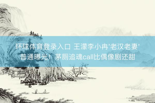 环球体育登录入口 王濛李小冉'老汉老妻'普通曝光！茅厕追魂call比偶像剧还甜