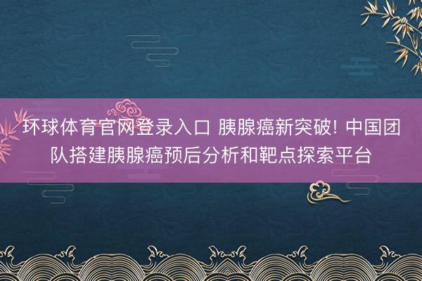 环球体育官网登录入口 胰腺癌新突破! 中国团队搭建胰腺癌预后分析和靶点探索平台