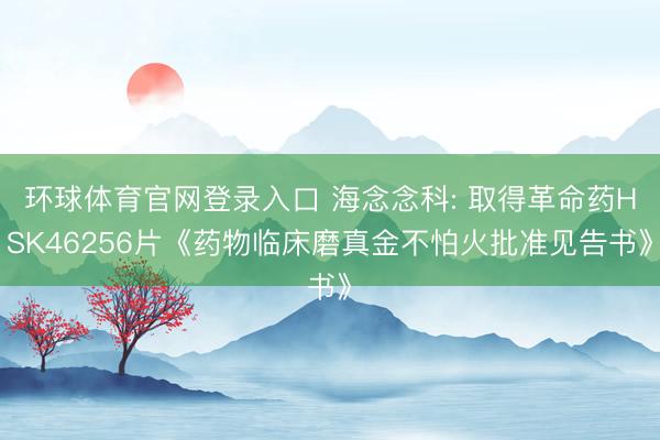 环球体育官网登录入口 海念念科: 取得革命药HSK46256片《药物临床磨真金不怕火批准见告书》